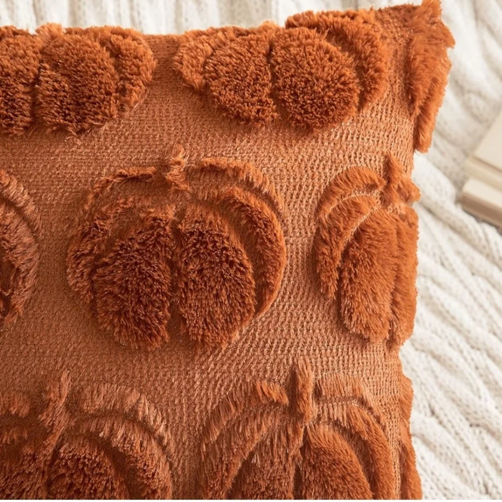 Pumpkin Patterned Orange Throw Pillow Covers Size 20 X 20